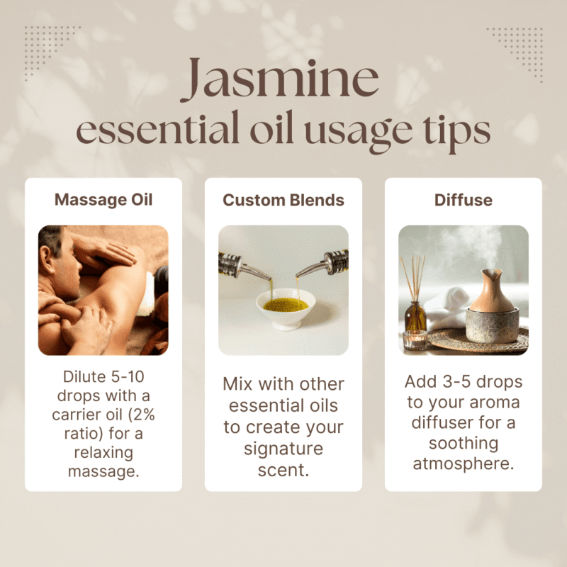 jasmine essential oil, jasmine oil, jasmine aromatherapy, jasmine relaxation, jasmine sleep, jasmine skin, jasmine hair (diluted), jasmine diffuser, jasmine perfume, jasmine absolute, jasmine grandiflorum, jasmine sambac, buy jasmine oil, pure jasmine oil, organic jasmine oil (if applicable), jasmine oil benefits, jasmine oil uses, jasmine essential oil benefits, jasmine essential oil uses, jasmine oil for skin (diluted), jasmine oil for hair (diluted), jasmine oil for diffuser, jasmine oil for sleep, jasmine oil for relaxation, jasmine oil for perfume, jasmine oil for massage, jasmine oil for bath, jasmine oil blend, dilute jasmine oil, carrier oil, external use only, jasmine fragrance, floral essential oil, romantic essential oil, uplifting essential oil, sensual essential oil