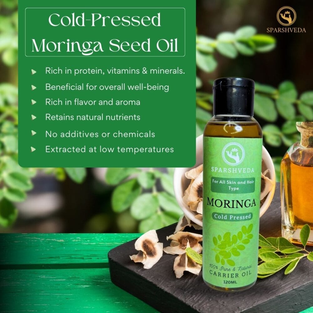 Moringa Cold-Pressed Oil, Cold-Pressed Moringa Oil, Moringa Oil for Hair, Moringa Oil for Skin, Moringa Oil Benefits, Natural Moringa Oil, Organic Moringa Oil, Pure Moringa Oil, Sparshveda Moringa Oil, Buy Moringa Oil.