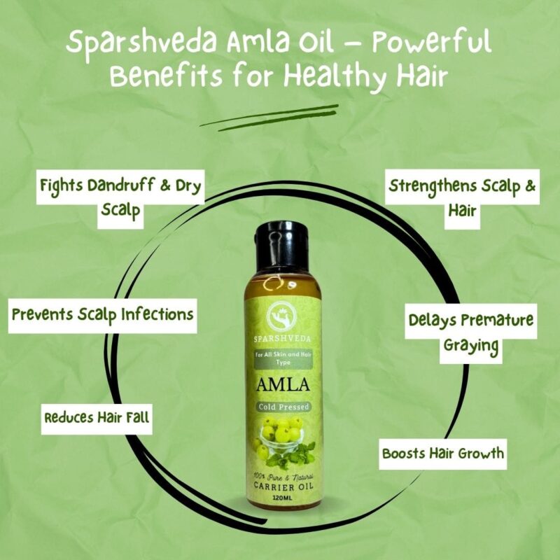 Experience the power of pure Amla for stronger, lustrous hair. #amlaoil #hairoil #naturalhaircare #ayurvedic #hairgrowth #sparshveda