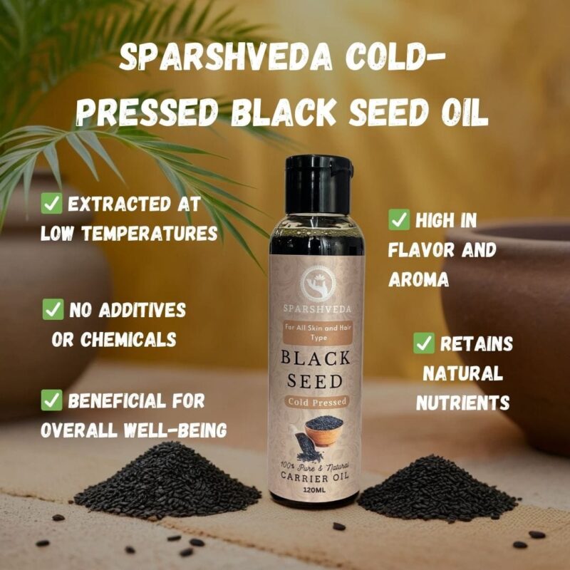 Black Seed Oil, Kalonji Oil, Sparshveda, Organic Black Seed Oil, Cold Pressed Kalonji Oil, Hair and Skin Care, Natural Remedy, Essential Oils, Pure Kalonji Oil, Ayurvedic Oil