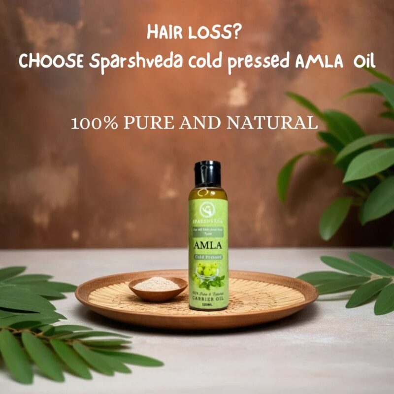 Experience the power of pure Amla for stronger, lustrous hair. #amlaoil #hairoil #naturalhaircare #ayurvedic #hairgrowth #sparshveda